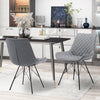 2Pcs Retro PU Leather Dining Chair Bedroom Chair with High Backrest & Steel Legs