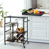 4-Tier Kitchen Serving Trolley Rolling Storage Cart W/ Wine Rack & Glass Holder
