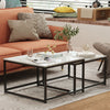 Genuine Marble Coffee Table Set of 2 Square Centre Table Side Table Home Display