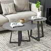 2pcs Industrial Vintage Coffee Table Marble Effect Nesting End Side Table Metal