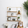 4 Tier Square Wall Storage Unit Retro Wooden Industrial Style Metal Shelf Rack
