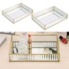 Vintage Mirrored Storage Box Gold Tray Jewelry Earring Cosmetics Display Box