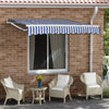 Awning Manual Outdoor Garden Canopy Patio Sun Shade Shelter Blue White 200X150CM