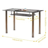 2 Tiers Tempered Glass Dining Table Metal Legs with Storage Shelf Dining Room