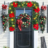 Pre-Lit Decorated Christmas Garland with Lights Red Ball Xmas Festival Tree 2.7M