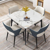 White / Grey Rectangle Dining Table Sintered Stone Top Metal Legs Dining Room