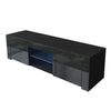 130cm Modern TV Unit Stand Cabinet Black High Gloss Door Matt Body Sideboard LED