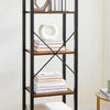 Tall Narrow Bookcase Vintage Industrial Display Unit Slim Rustic Storage Cabinet
