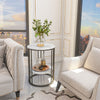 Retro Round Marble Side Table High Low Two-layer Shelf Storage Living Room Deco