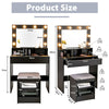 Vanity Table Set Large Makeup Dressing Desk w/ Lighted Mirror and Storage Stool