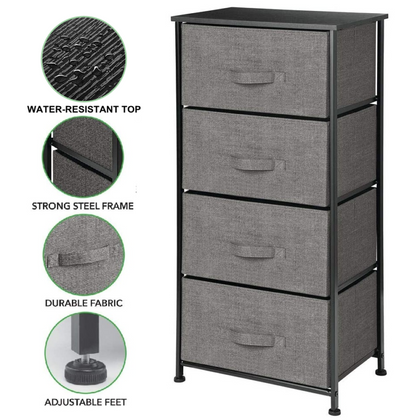 4 Fabric Chest of Drawer Cabinet Storage Unit Bedside Table Nightstand Lamp Desk