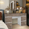 Dressing Table with Drawers, Mirror Stool Set Makeup Desk Vanity Table Bedroom