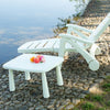 White Plastic Sunlounger Folding Garden Recliner Reclining Deck Chair Waterproof