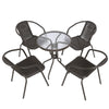 Outdoor Furniture Glass Round Table with 2/4 Rattan Chairs Set Bistro Cafe Patio