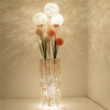 Upscale Rattan Led Floor Standing Lights Wicker Atmosphere Lamp with Ball Flower