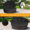 Outdoor Rattan Daybed Patio Garden Sectional Furniture Set W/ Retractable Canopy