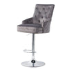 Oversize Grey Velvet Bar Stool 360° Swivel Backrest Barstool Salon Farmhouse Pub