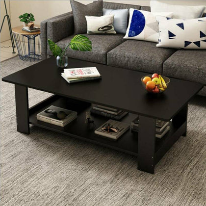 Coffee Table 2 Tier Side End Desk Home Living Room Standing w/ Lower Shelf