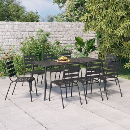 9 Piece Garden Dining Set Anthracite Steel R6L5