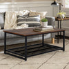 2 Tier Coffee Table Industrial Wooden Rectangle Living Room Table Metal Shelf