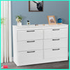 Modern 6 Drawer Bedside Table Cabinet Chest of Drawers Nightstand Bedroom White