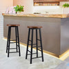 2 x Bar Stools Retro Breakfast Kitchen Bar High Chairs MDF Seat Metal Legs