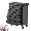 Black Steel Tool Trolley Cabinet with Wheels Workshop Storage Chest Carrier Cart