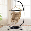 Hammock Macrame Swing Chair Home Garden Hanging Rope Seat with Pillow & Cushions
