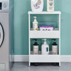 Bathroom Toilet Slim Floor Cabinet Narrow Storage Trolley Cart Rack Holder White