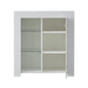 White High Gloss Side End Table Wood Storage Cabinet With LED Glass Living Room