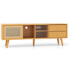 Bamboo TV Stand for TVs up to 65’’ Modern TV Cabinet Console Table w/ 2 Drawers