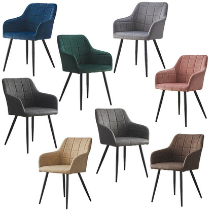 2X Armchair Dining Chairs Velvet Padded Seat Dining Room Kitchen Restaurant