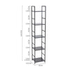 5 Tier Bookcase Bookshelf Industrial Retro Wooden Storage Shelf Metal Frame