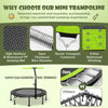 Foldable Mini Trampoline 115cm Exercise Trampoline w/ Height Adjustable Handrail