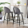 2X Bar Stools Velvet Breakfast Stool Kitchen Pub Chairs Grey 75cm Seat High
