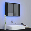 Bathroom LED Mirror Cabinet with 2 Storage Shelves Black Furniture 60x12x45 cm