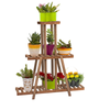 3 Tier Wood Plant Stand Tapered Design Pot Holder Shelf Exhibiting Ladder Rack