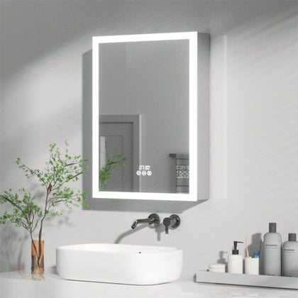 LED Illuminated Bathroom Mirror Cabinet with Shelf Storage 500x700 Wall Mounted