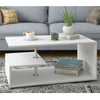Modern High Gloss White Coffee Table Rectangle Side Table LED Lights