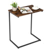 Industrial Laptop Side Table C-Shaped Sofa End Table Snack Table W/Metal Frame