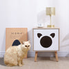 NICEME Wooden Bedside Table with Cat Cave Cat House Bedside Cabinet Nightstand