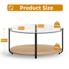 2-Tier Coffee Table Oval Modern Side Table W/ Tempered Glass Tabletop
