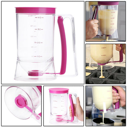 Cake Mix Batter Dispenser Measuring Label Baking Cupcake Cream Release Jug Tool