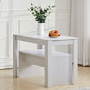 Pure White Wood Kitchen Dining Table and 2 Bench Set Kit for Small Family House