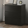 Black 3 Drawers Cabinet Chest of Drawers Side End Table Wood Living Room Modern
