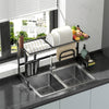 2-Tier Metal Over Sink Dish Drying Rack Adjustable Large Drain Strainer Basket