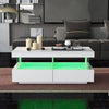 Coffee Table High Gloss LED RGB Tea Table With Storage Drawers Living Room QM