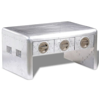 Aluminium Coffee Table 3 Drawers Vintage Airman P8B2