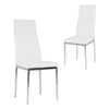 2X White Banquet Dining Chairs Padded Seat Kitchen Chair with Silver Steel Legs