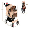 Folding Pet Stroller Portable Pet Travel Pushchair w/4 Wheels Safety Belt Holder